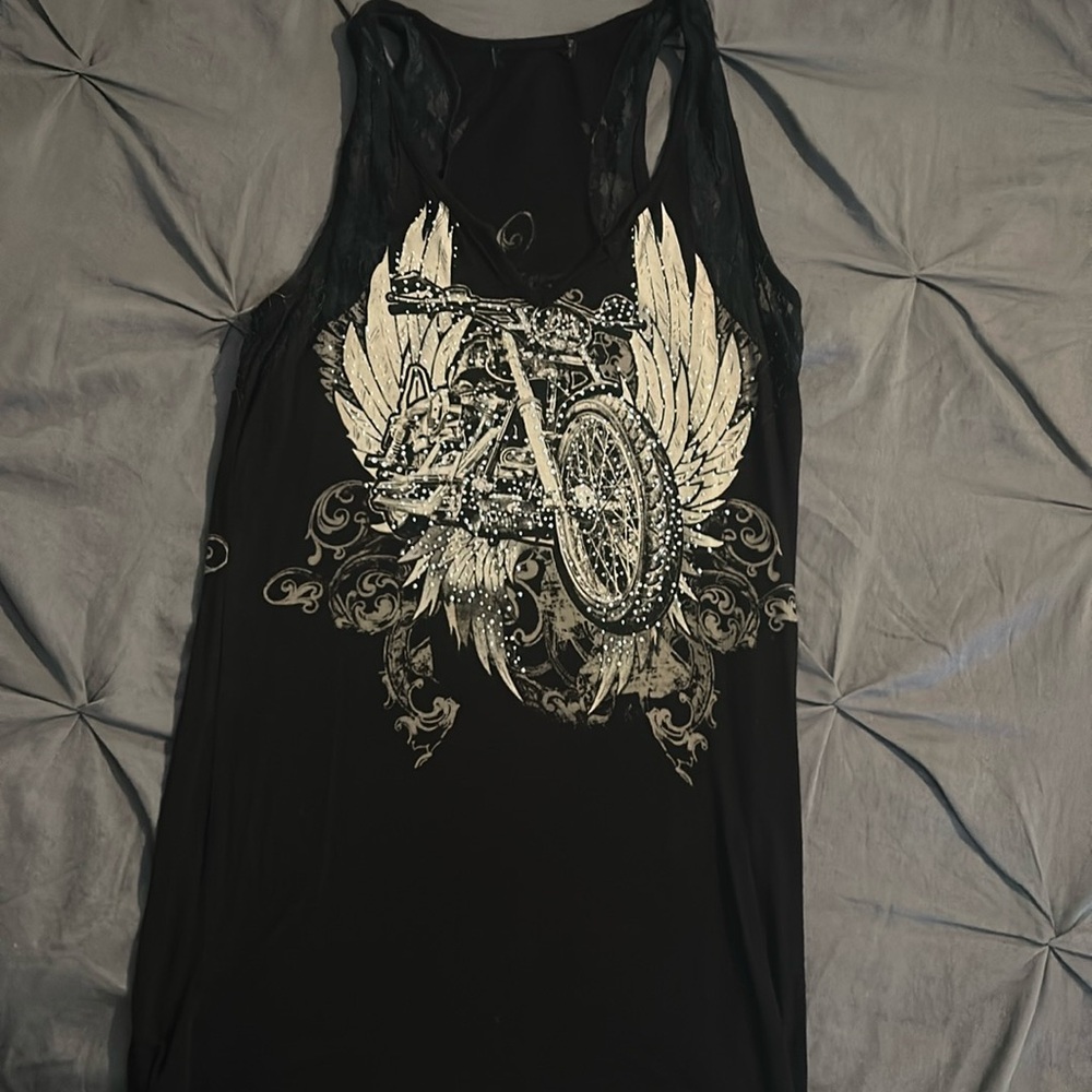 Black motorcycle bling tank- women’s
